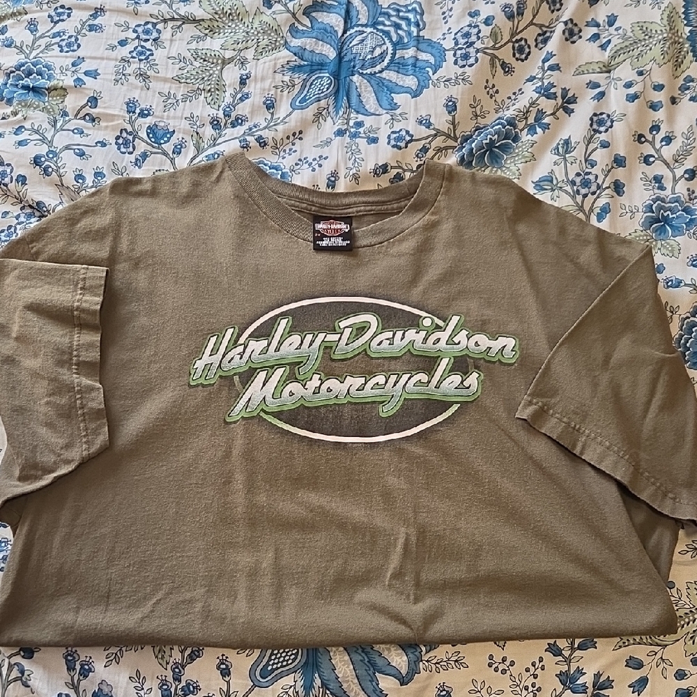 Harley-Davidson Khaki Tee with Green Logo